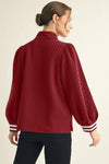Texture Striped Patchwork Zip-Neck Pullover Sweater
